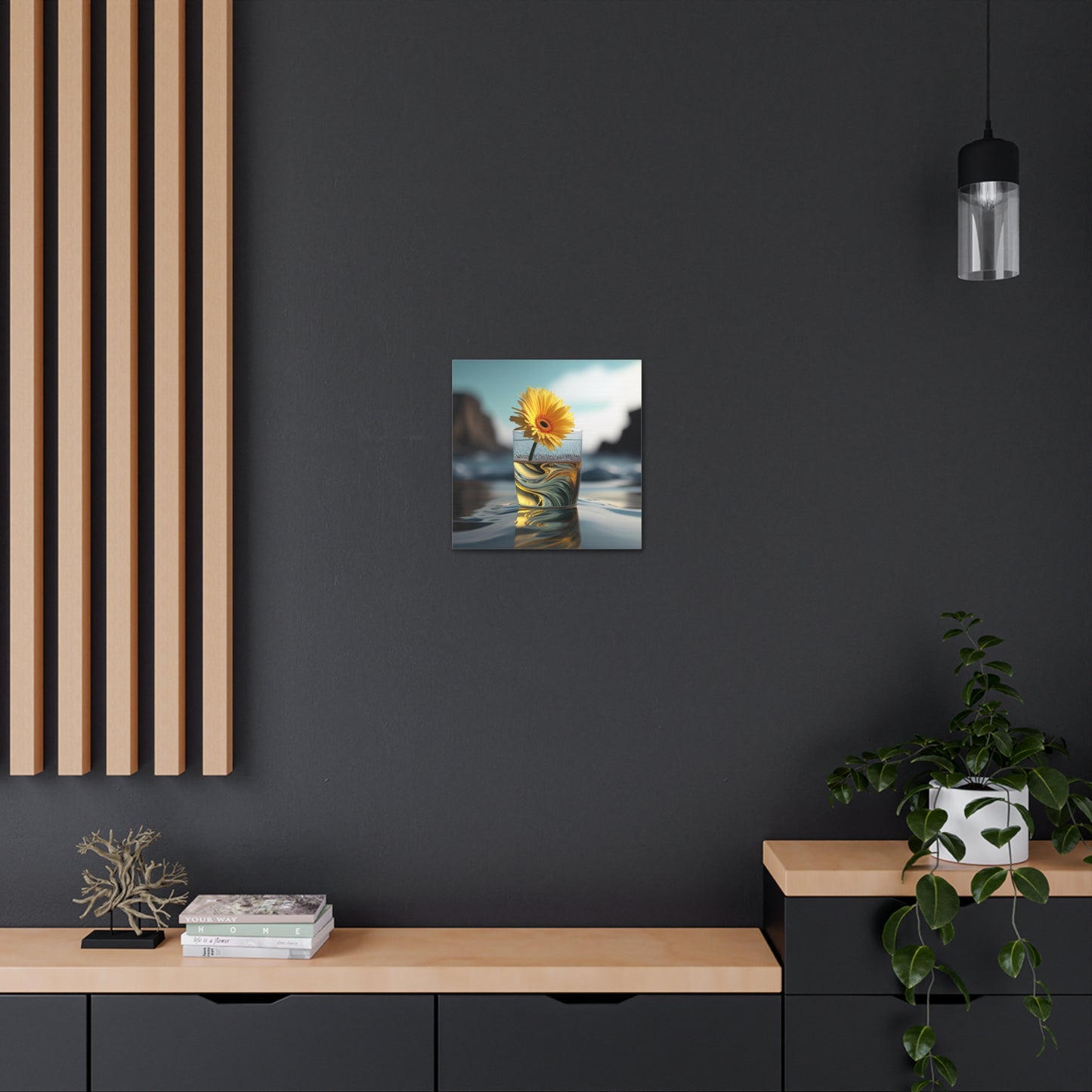Canvas Gallery Wraps yello Gerbera glass 2