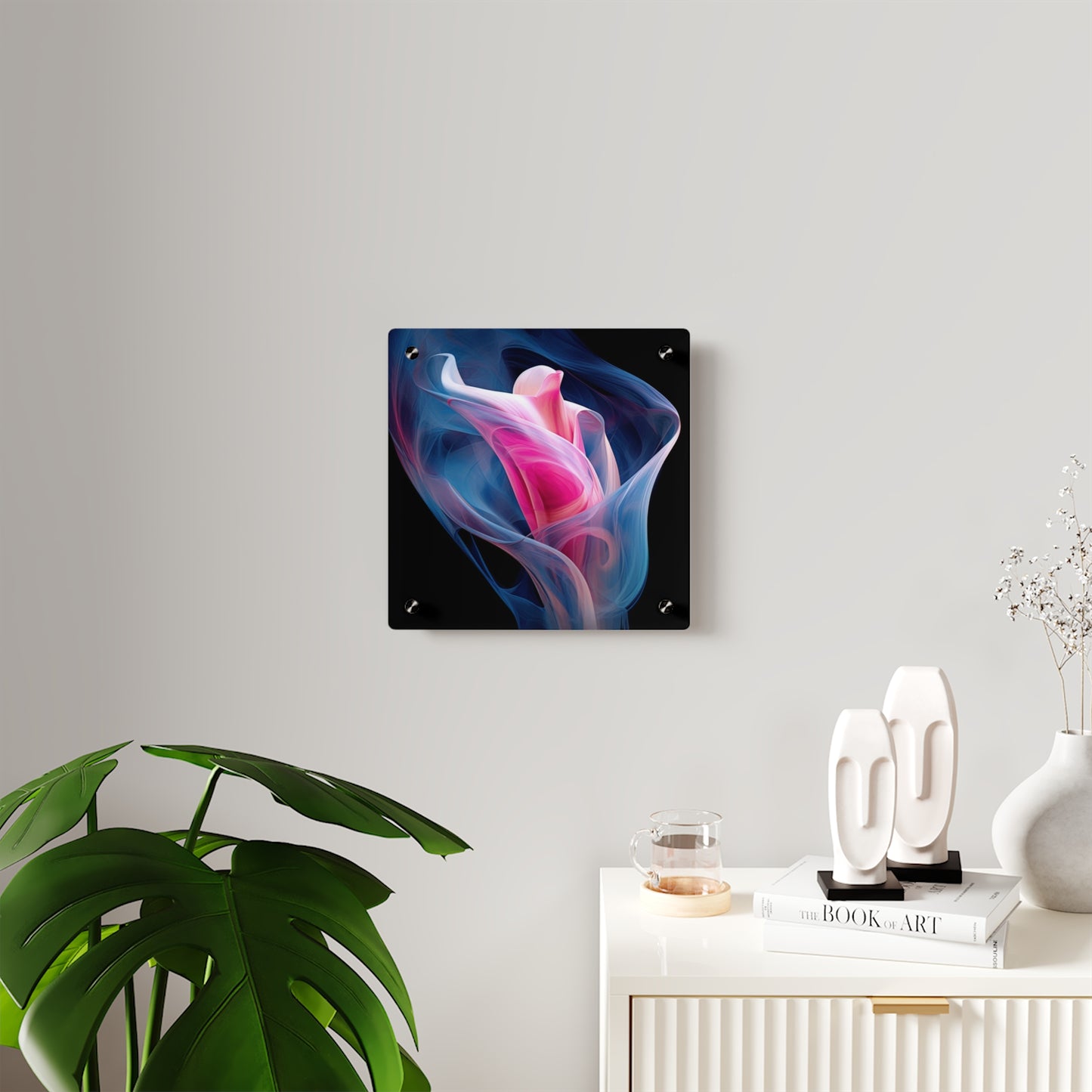 Acrylic Wall Art Panels Pink & Blue Tulip Rose 3