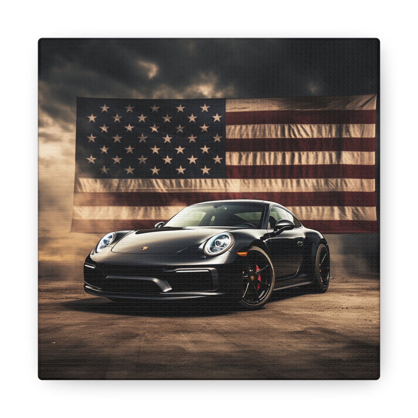 Canvas Gallery Wraps American Flag Background Porsche 4