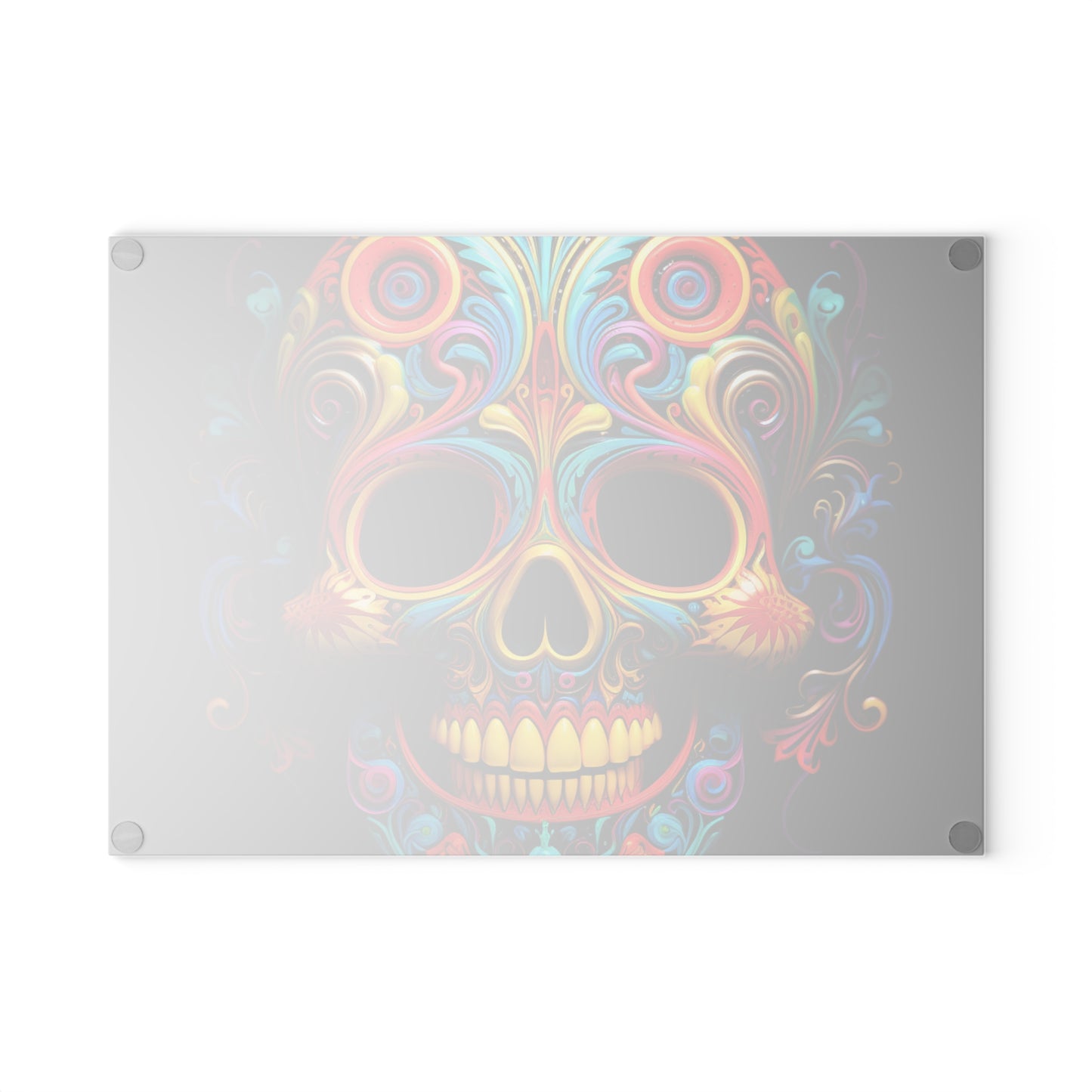 Glass Cutting Board Macro Skull Color 1