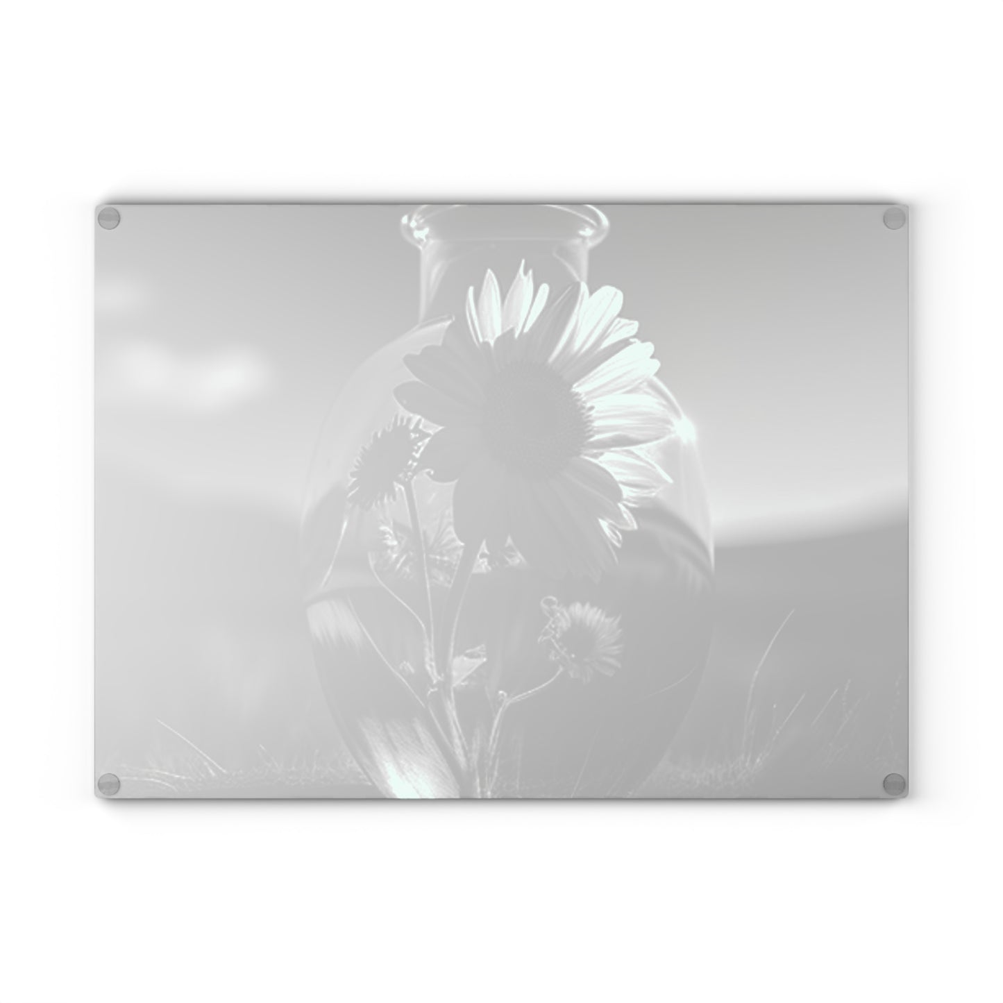 Glass Cutting Board Yellw Sunflower in a vase 4