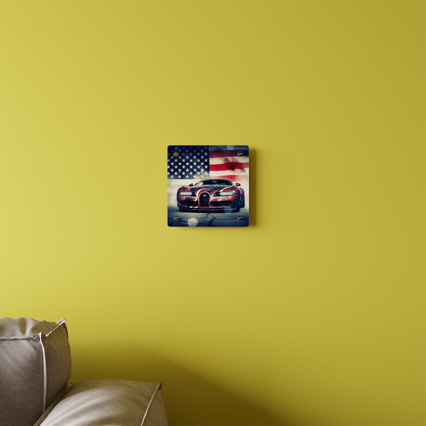 Acrylic Wall Art Panels Abstract American Flag Background Bugatti 1