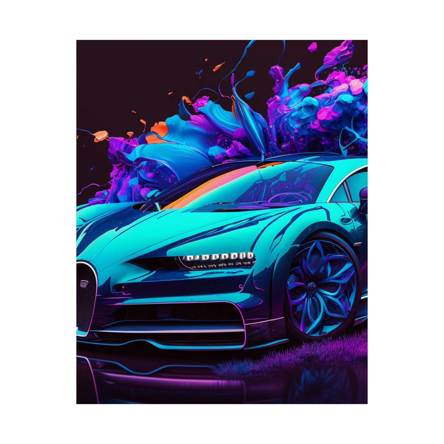 Premium Matte Vertical Posters Bugatti Neon Chiron 3