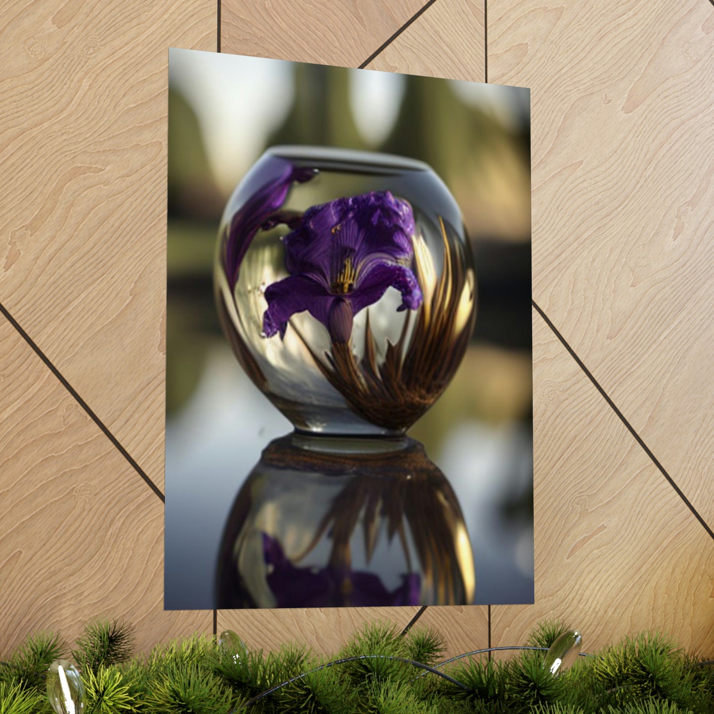 Premium Matte Vertical Posters Purple Iris in a vase 2