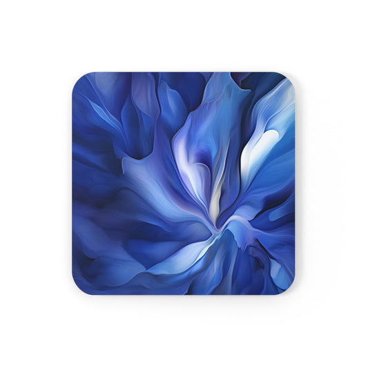 Cork Back Coaster Abstract Blue Tulip 3