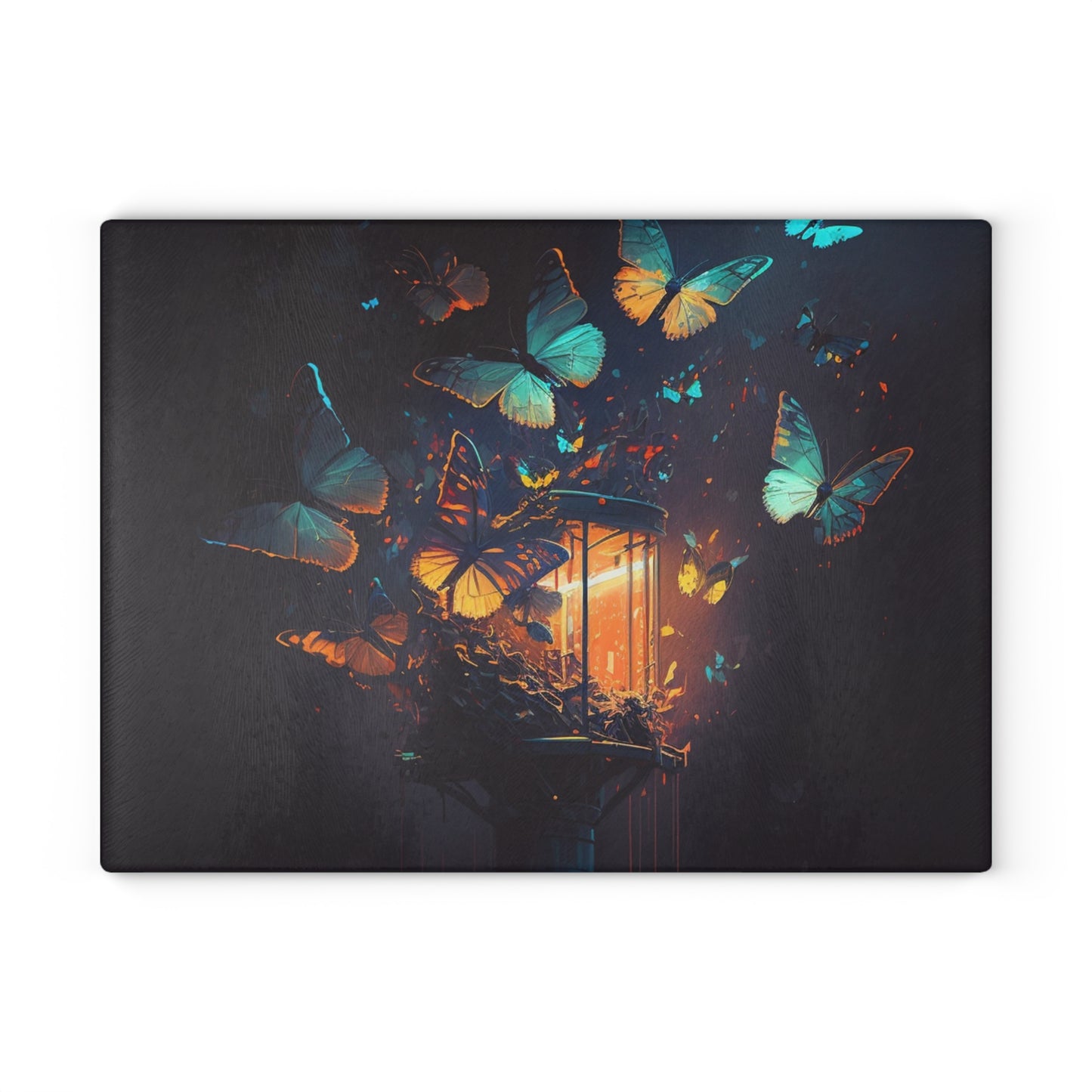 Glass Cutting Board Street Light Butterfly 1