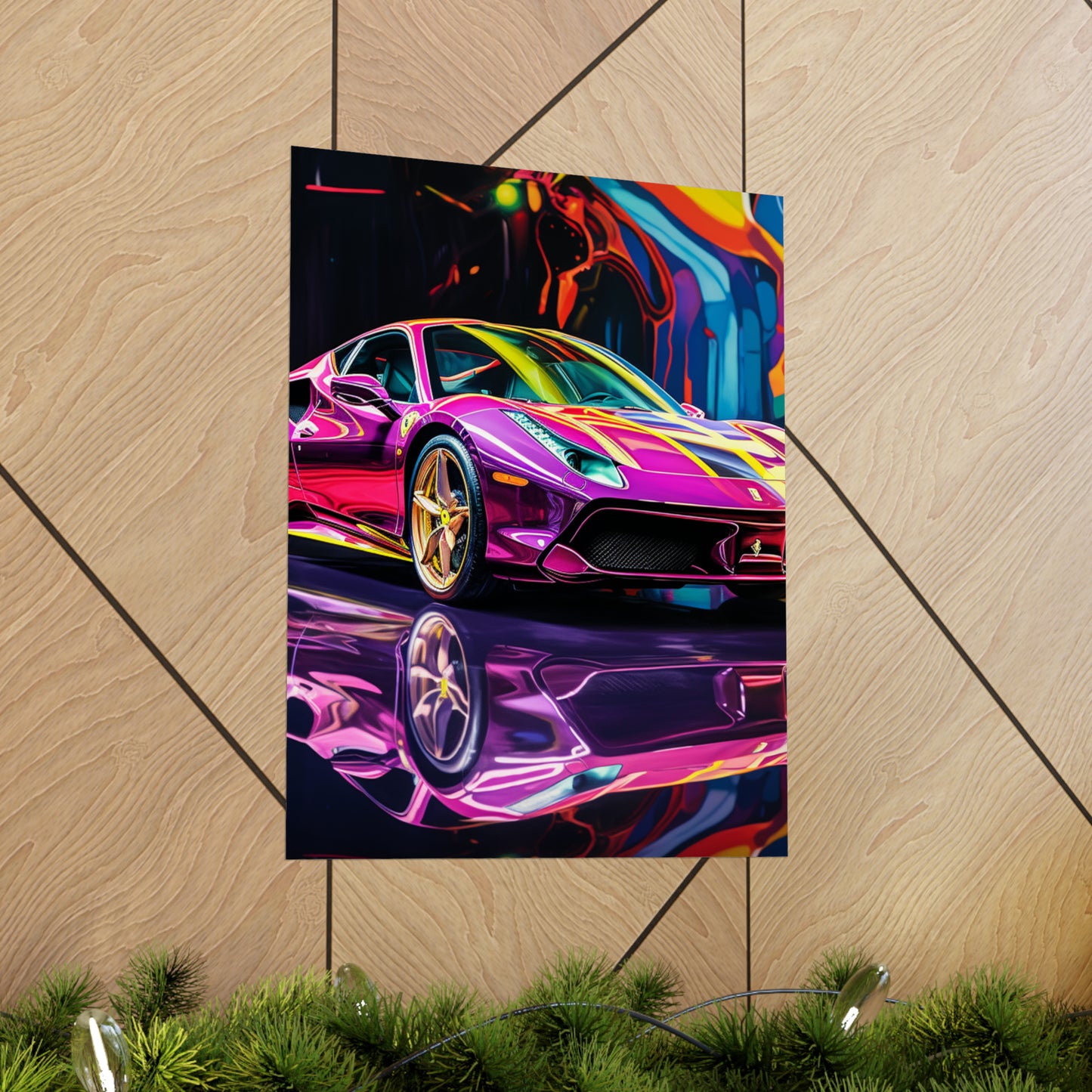 Premium Matte Vertical Posters Pink Macro Ferrari 2