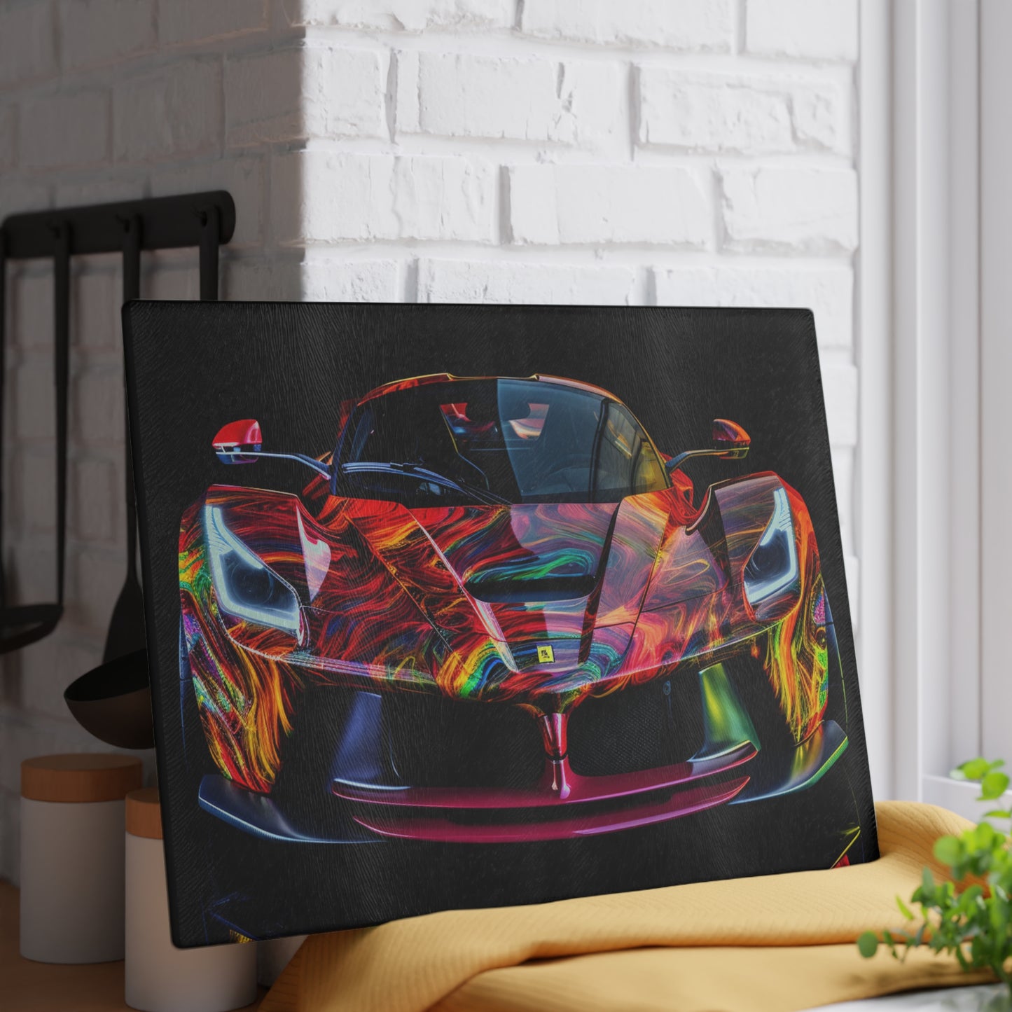 Glass Cutting Board Ferrari Neon 3