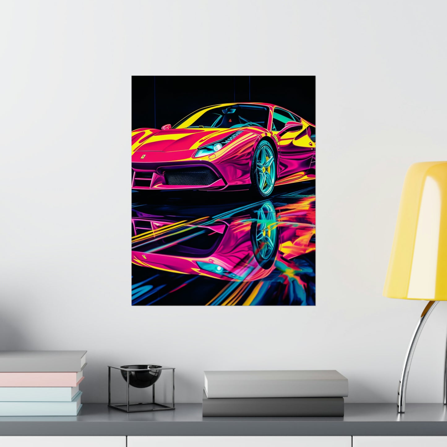 Premium Matte Vertical Posters Pink Ferrari Macro 1