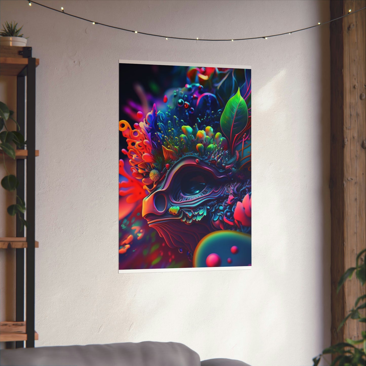 Premium Matte Vertical Posters Florescent Skull Death 2