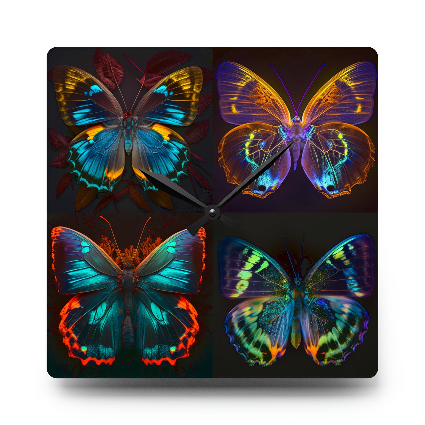 Acrylic Wall Clock Neon Butterfly Flair 5