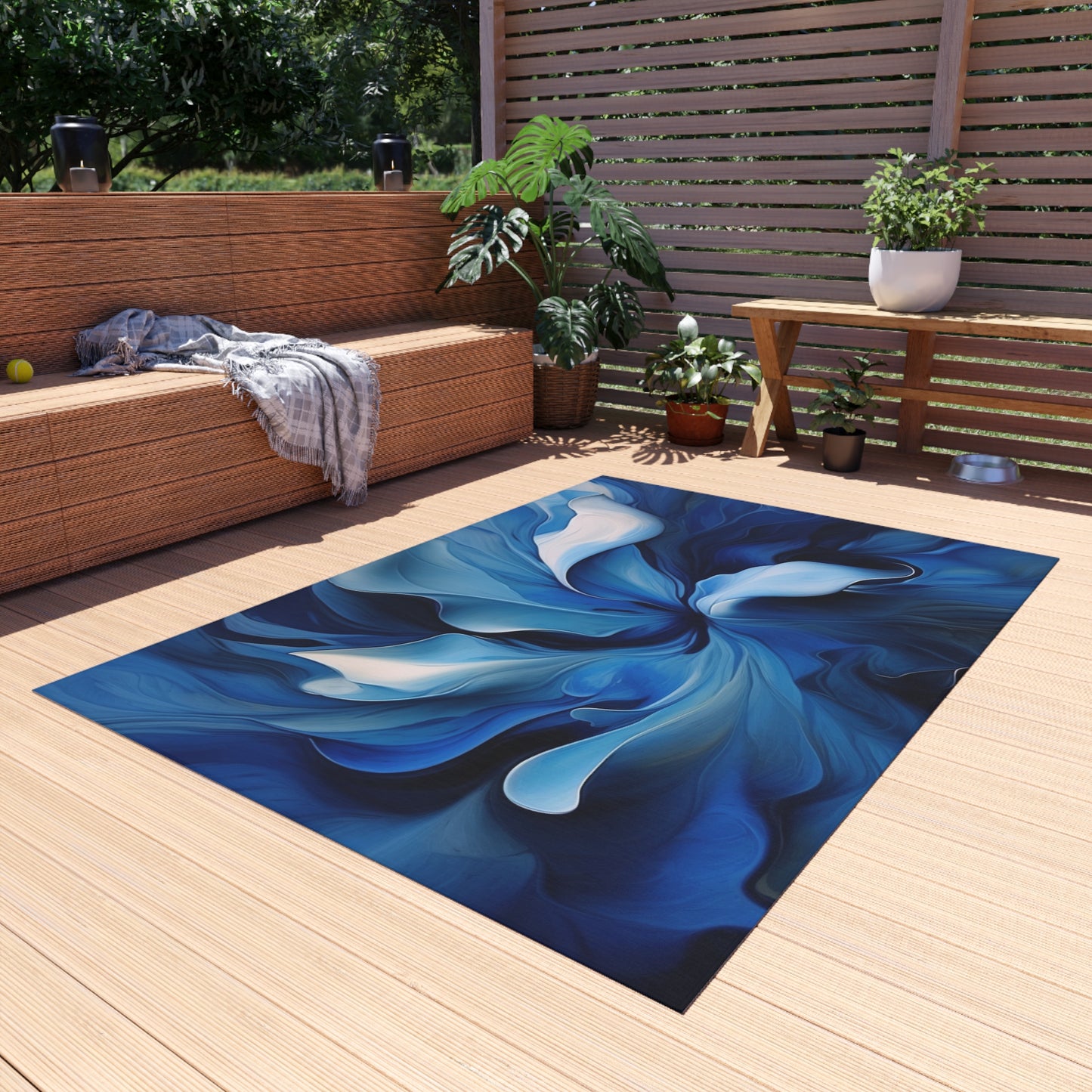 Outdoor Rug  Abstract Blue Tulip 4