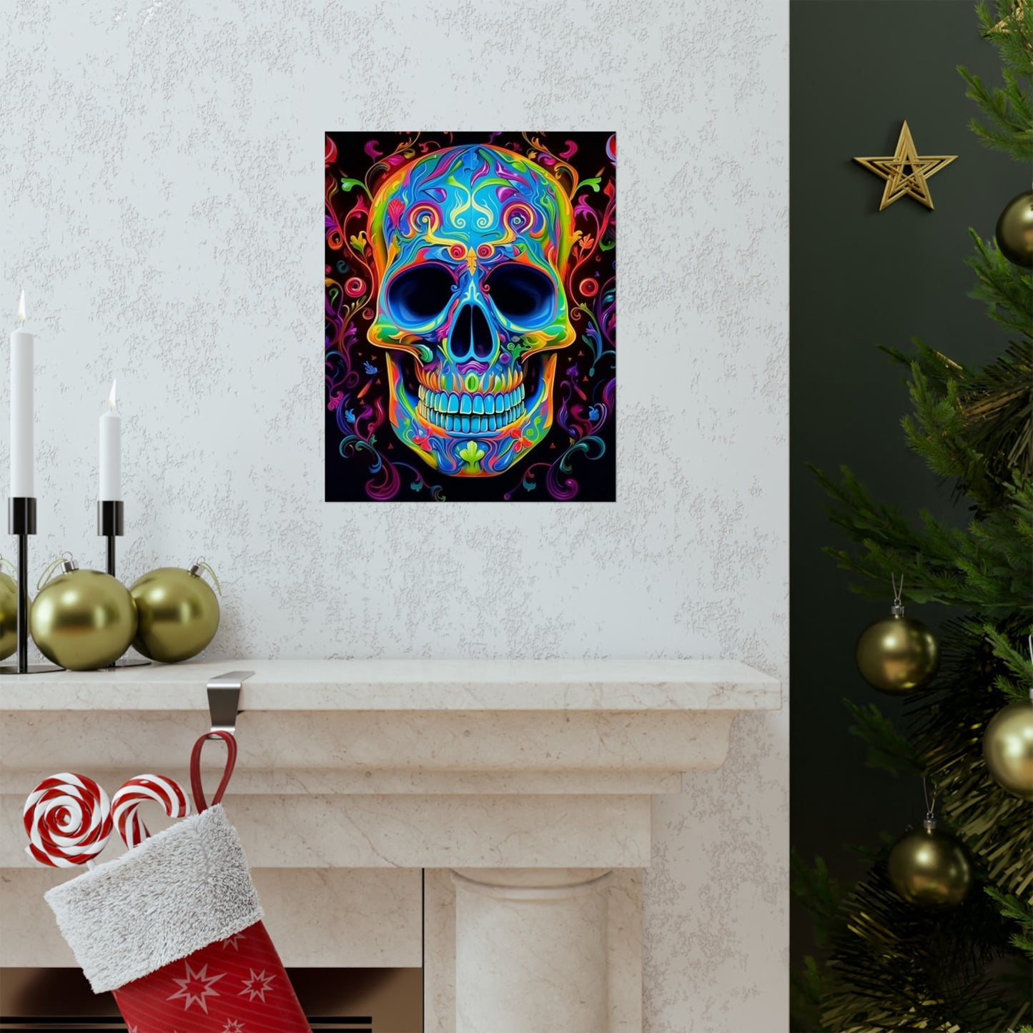 Premium Matte Vertical Posters Macro Skull Color 4