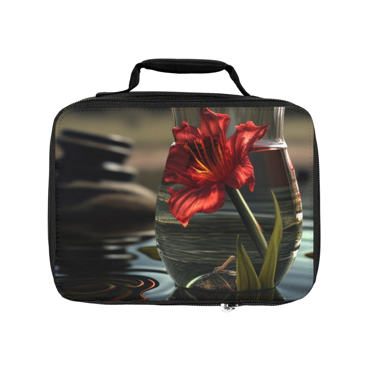 Lunch Bag Red Lily in a Glass vase 4