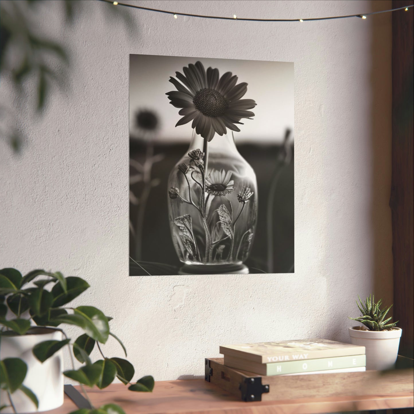 Premium Matte Vertical Posters Yellw Sunflower in a vase 2