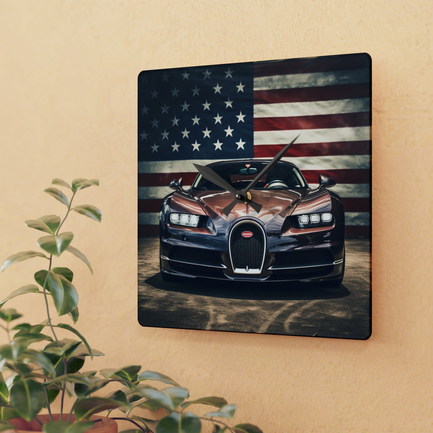 Acrylic Wall Clock Bugatti Flag 4