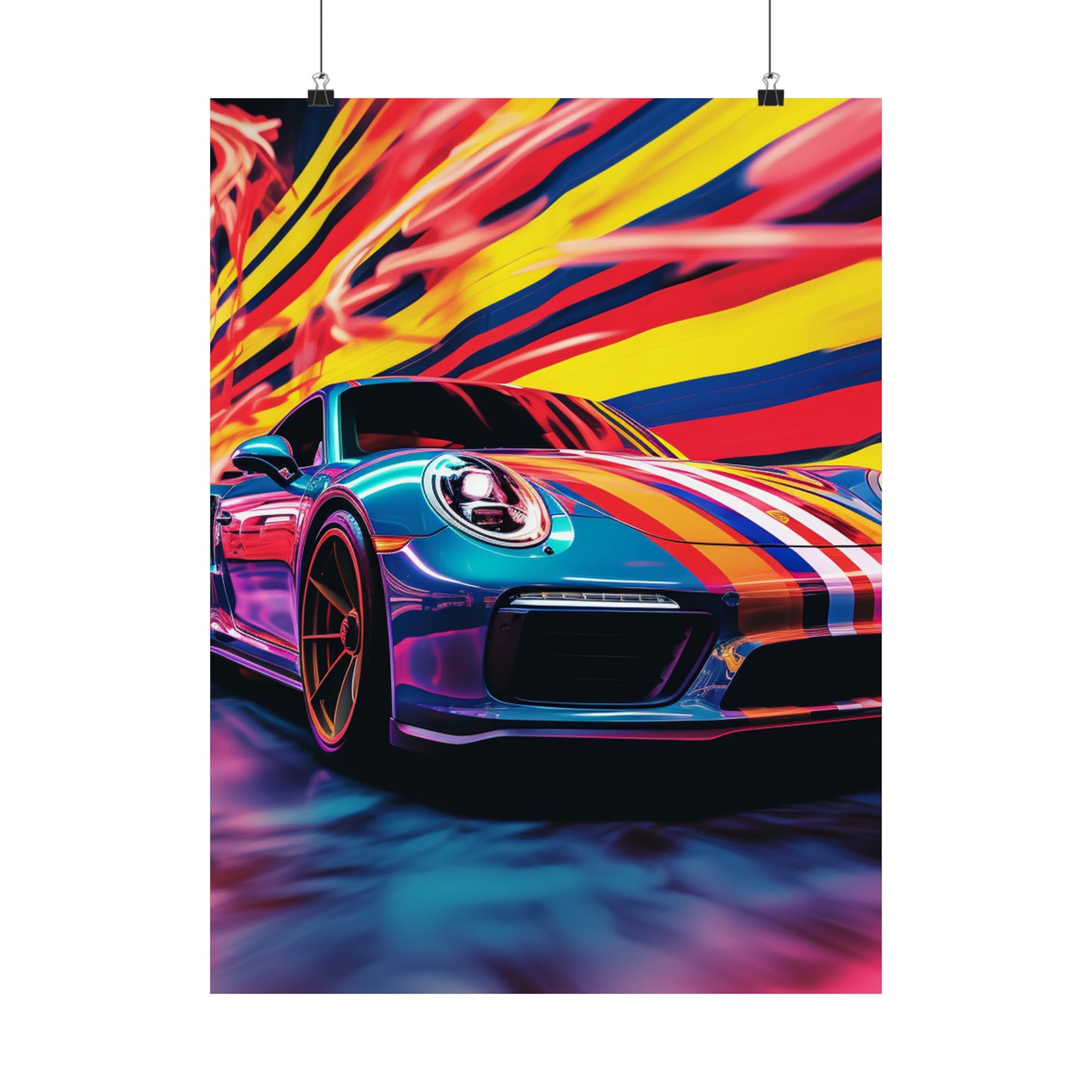 Premium Matte Vertical Posters Macro American Flag Porsche 2