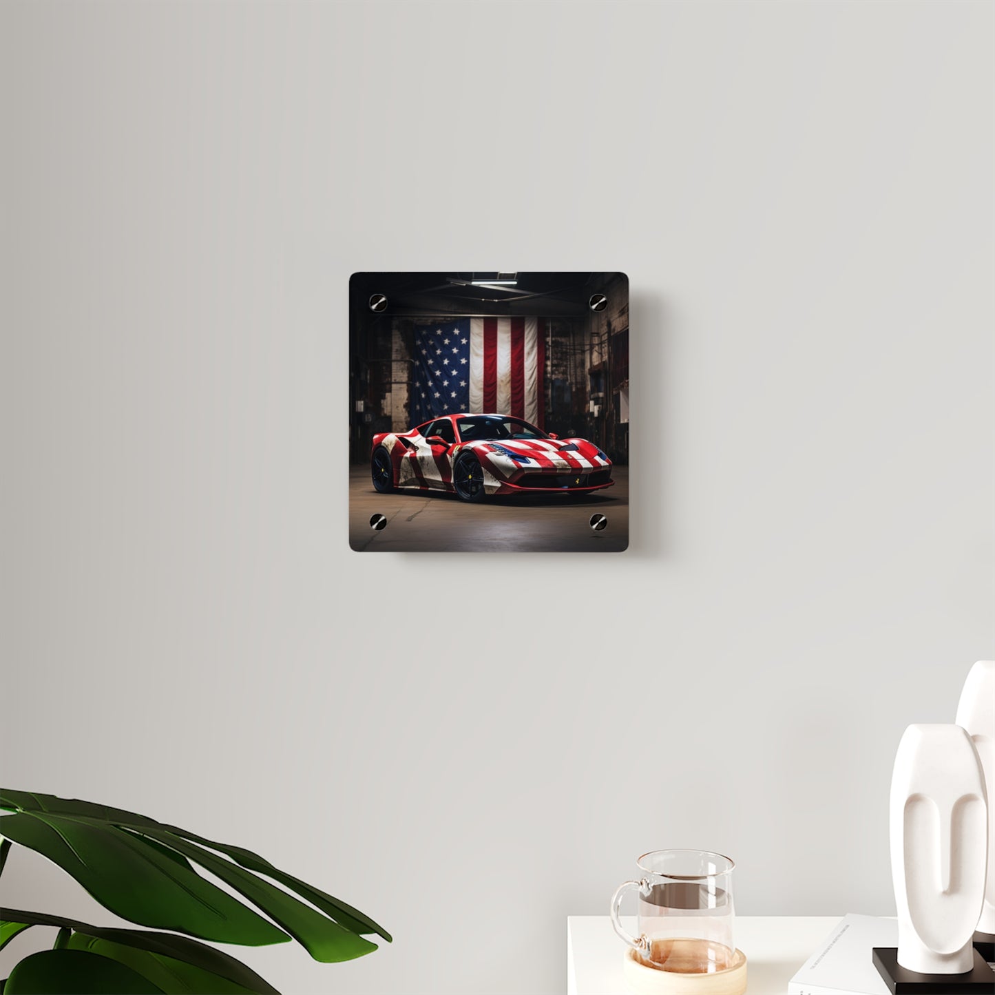 Acrylic Wall Art Panels American Flag Farrari 2