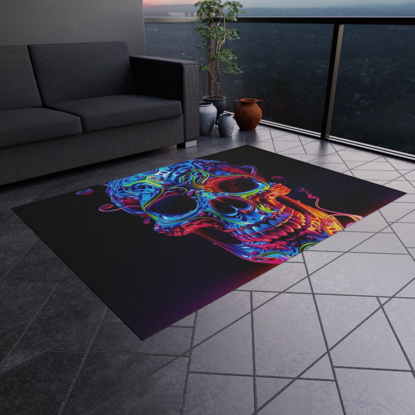 Outdoor Rug  Macro Skull Color 3