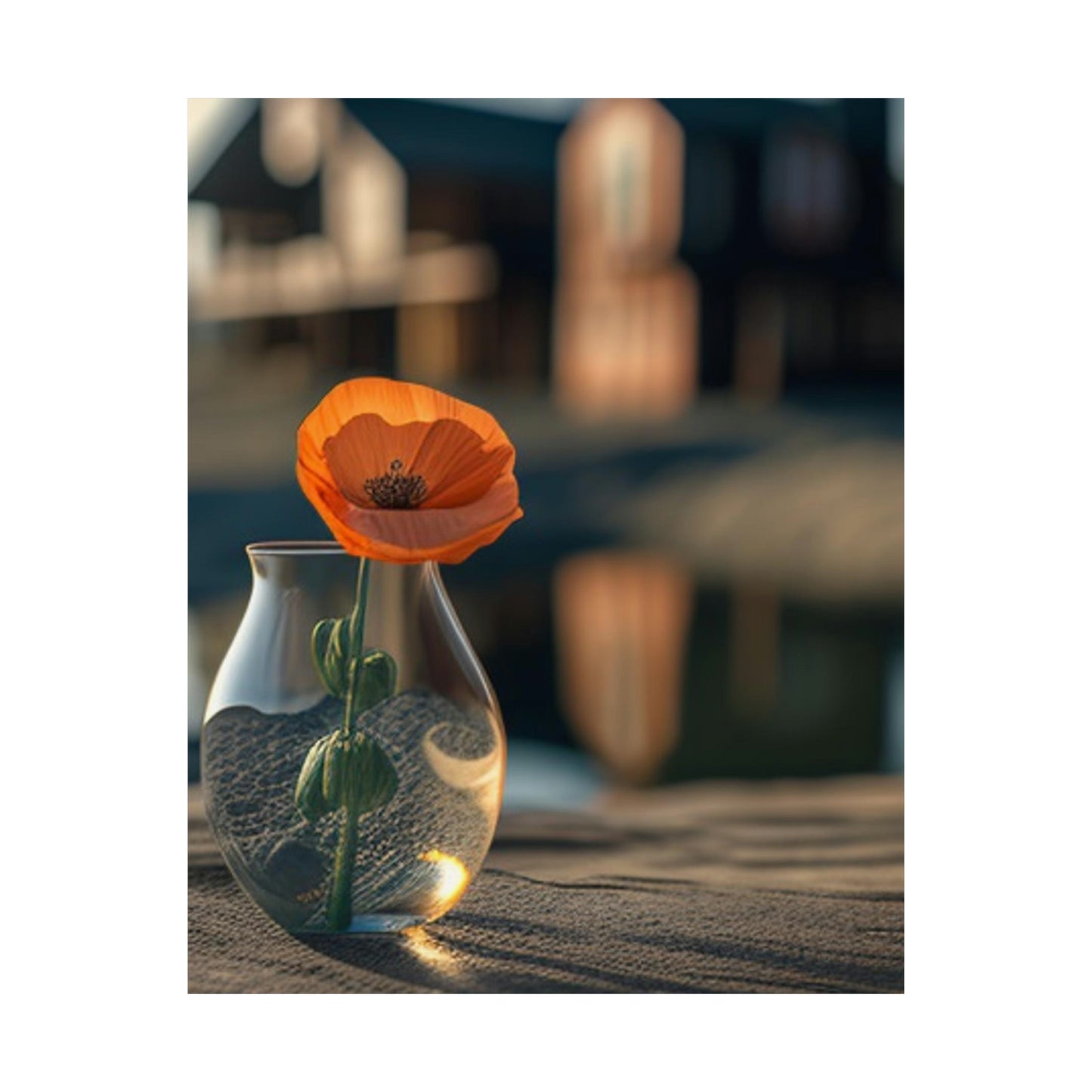 Premium Matte Vertical Posters Orange Poppy in a Vase 4