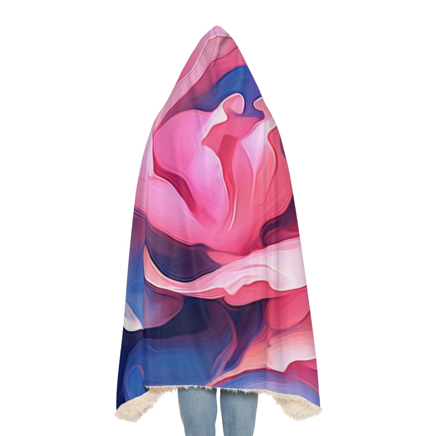 Snuggle Hooded Blanket Pink & Blue Tulip Rose 1