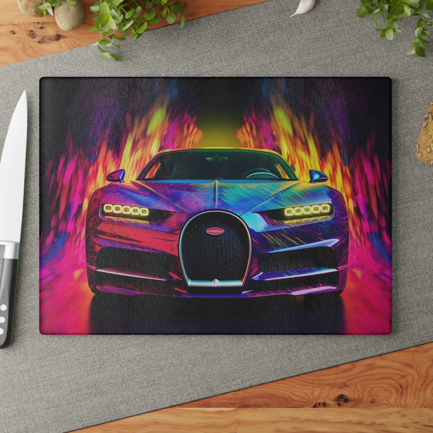 Glass Cutting Board Florescent Bugatti Flair 3