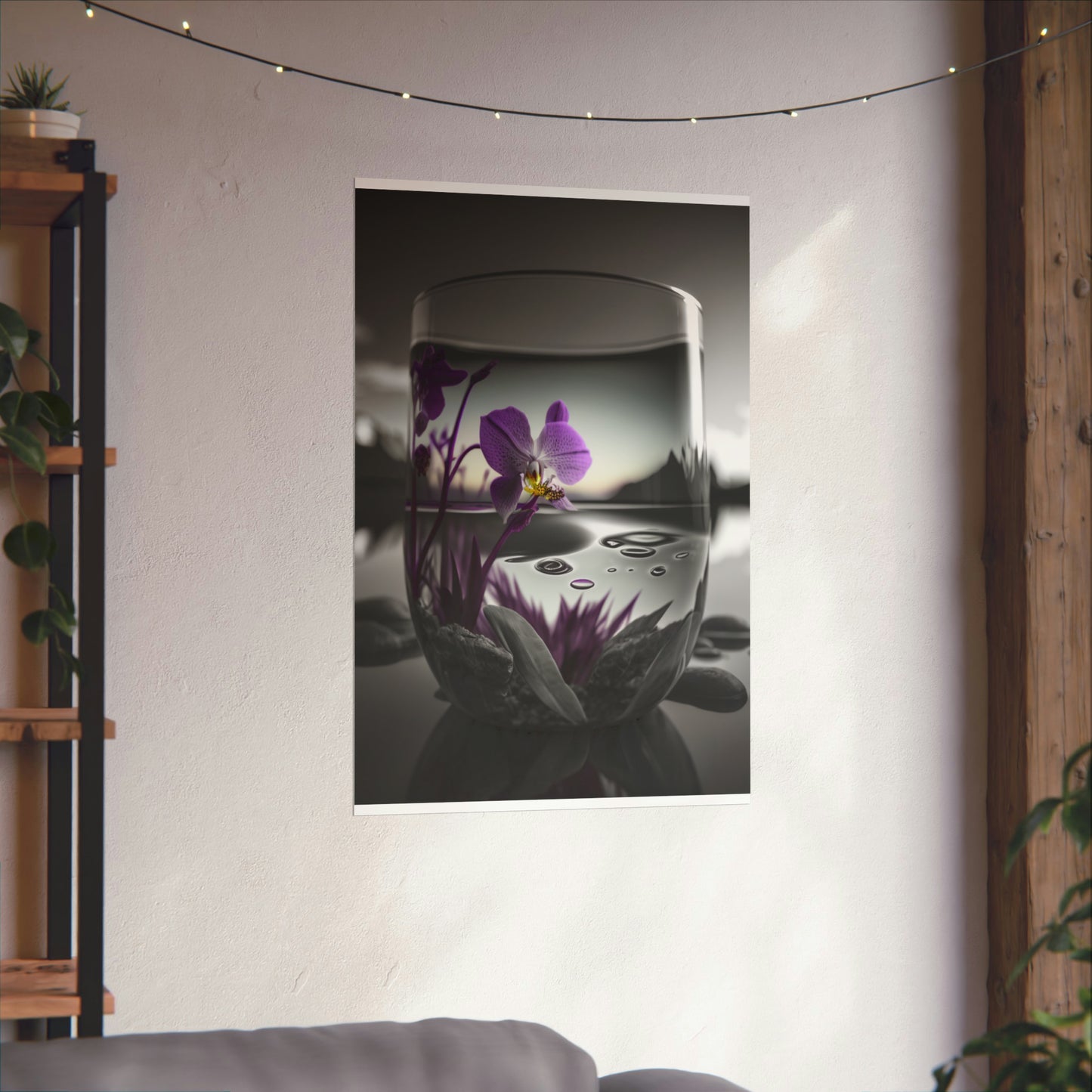 Premium Matte Vertical Posters Purple Orchid Glass vase 2