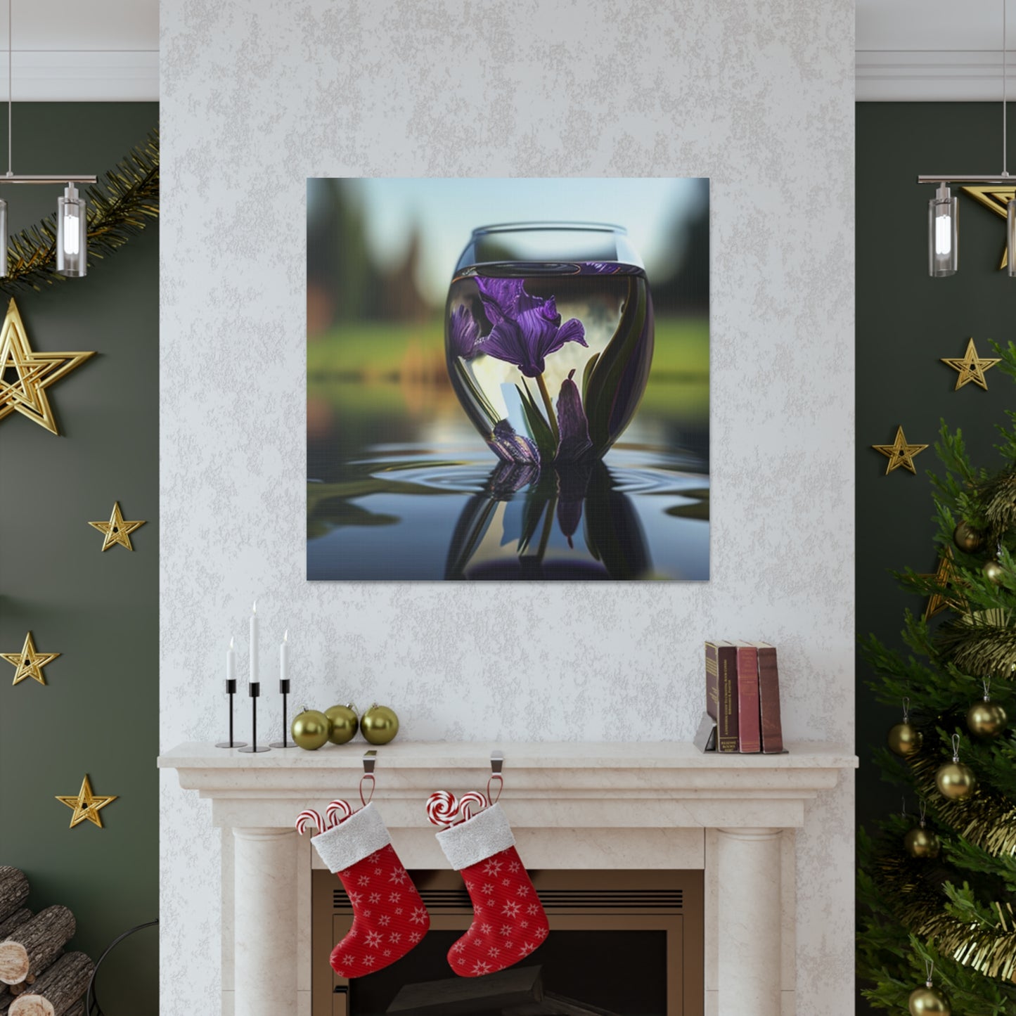 Canvas Gallery Wraps Purple Iris in a vase 3