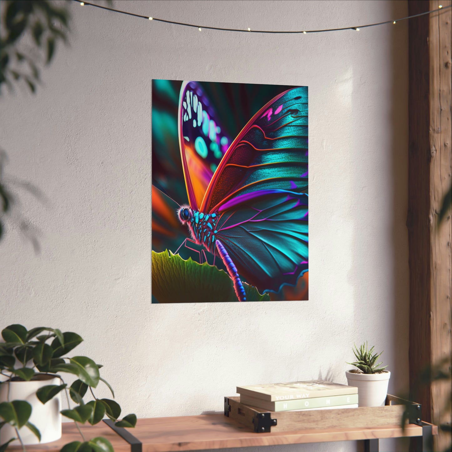 Premium Matte Vertical Posters Neon Butterfly Macro 1