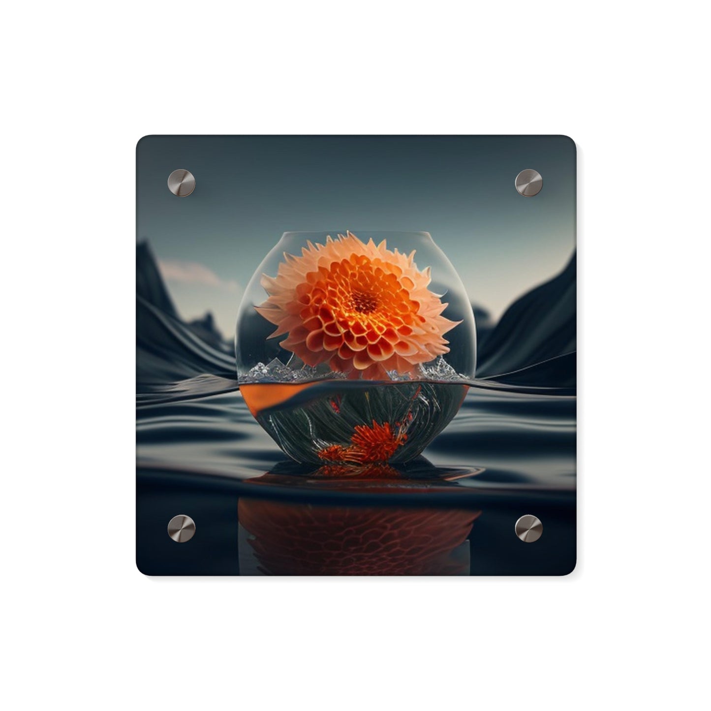 Acrylic Wall Art Panels Dahlia Orange 3