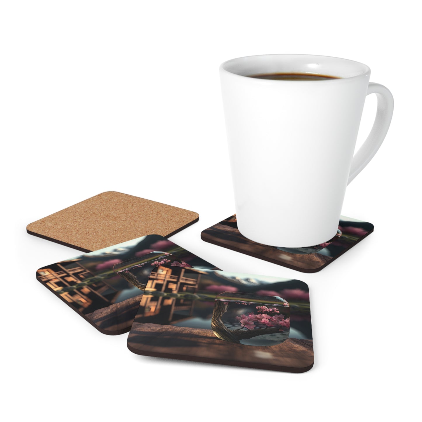 Corkwood Coaster Set Cherry Blossom 3