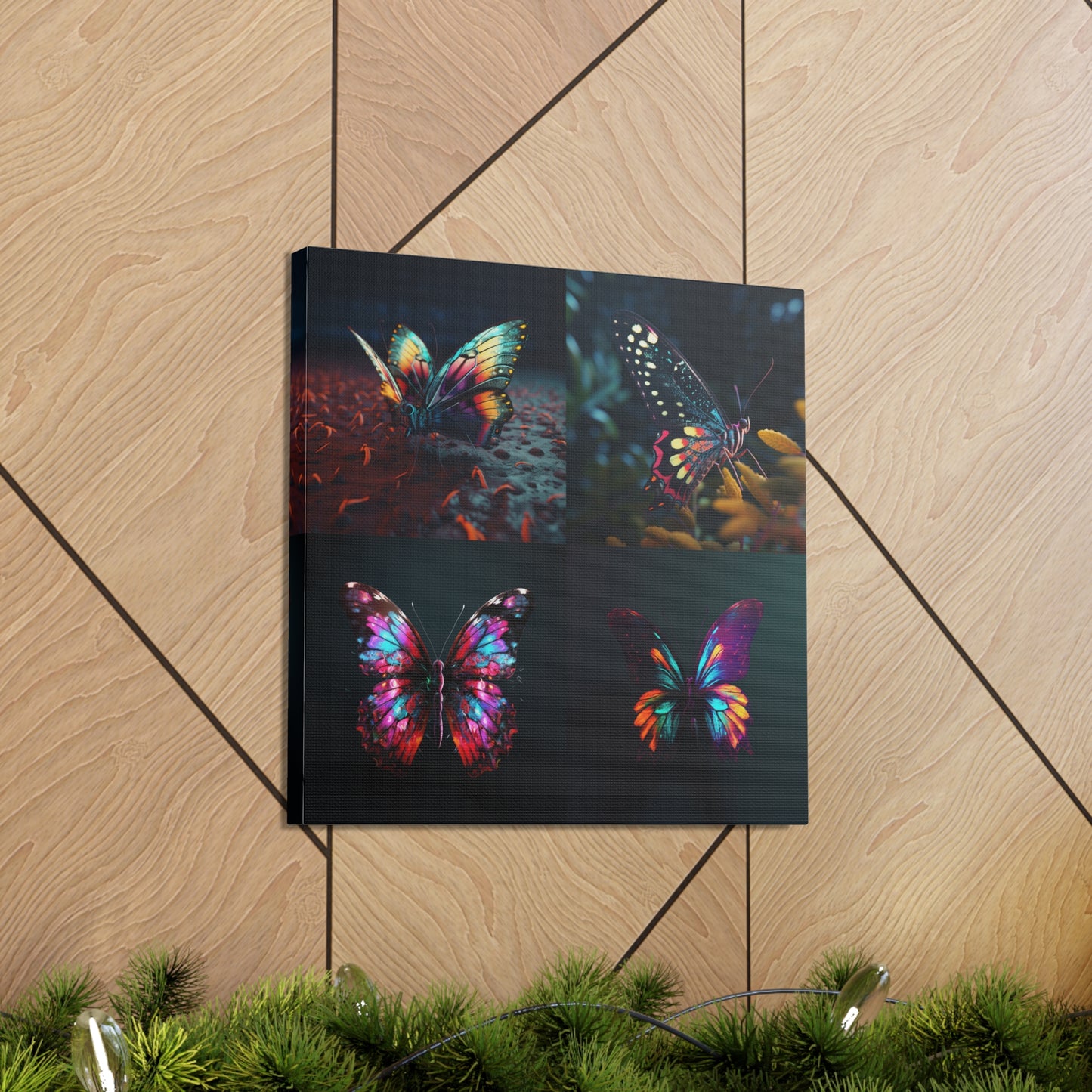 Canvas Gallery Wraps Hyper Colorful Butterfly Macro 5