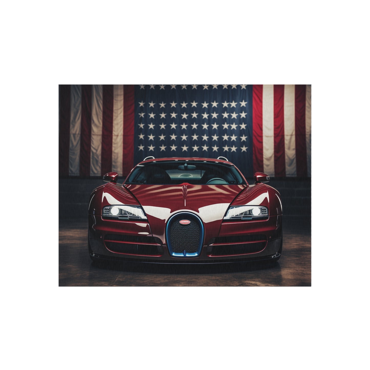 Outdoor Rug  American Flag Background Bugatti 1