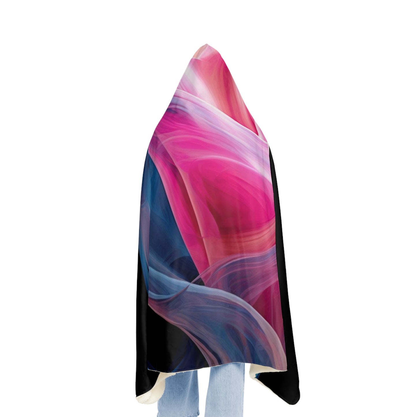 Snuggle Hooded Blanket Pink & Blue Tulip Rose 3