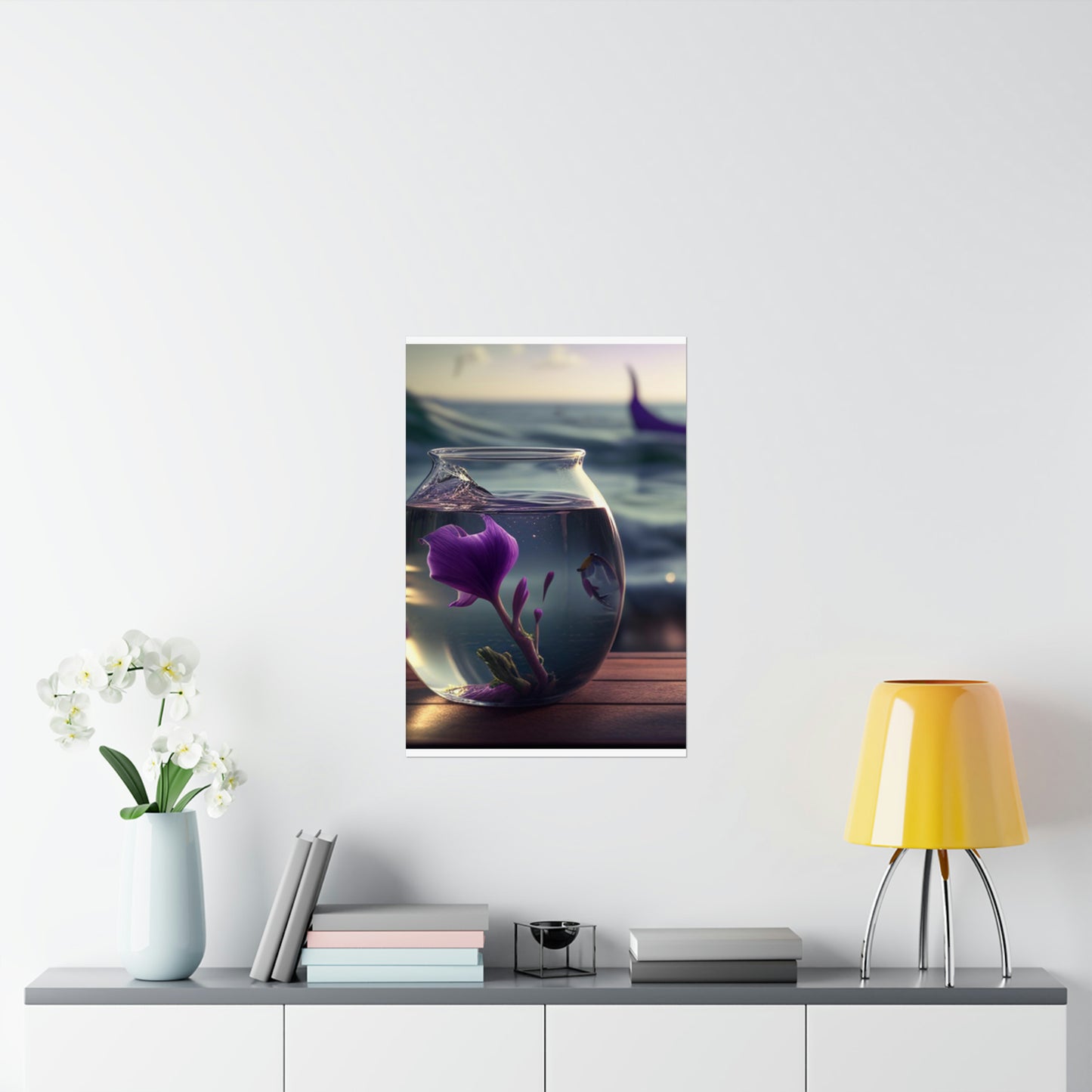 Premium Matte Vertical Posters Purple Sweet pea in a vase 1