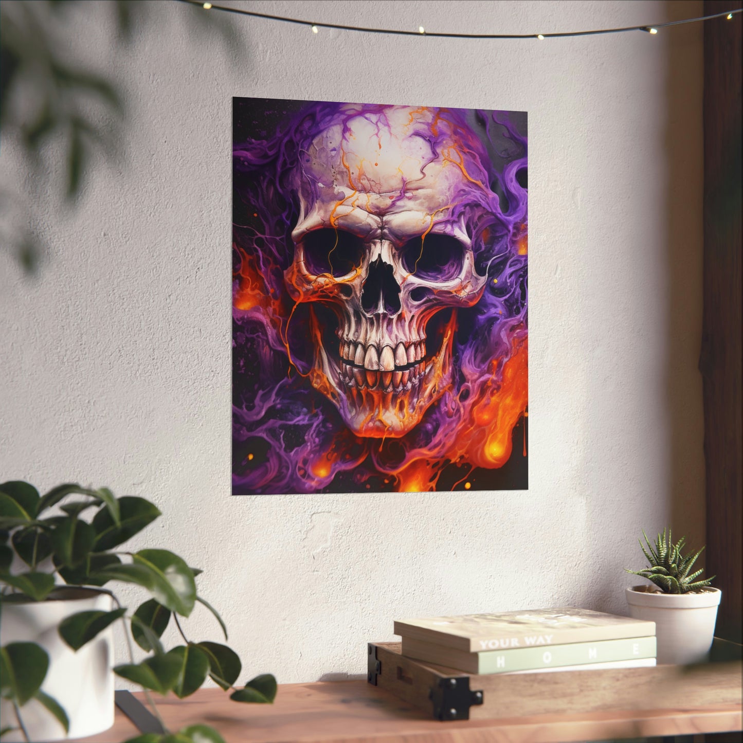 Premium Matte Vertical Posters Skull Flames 2