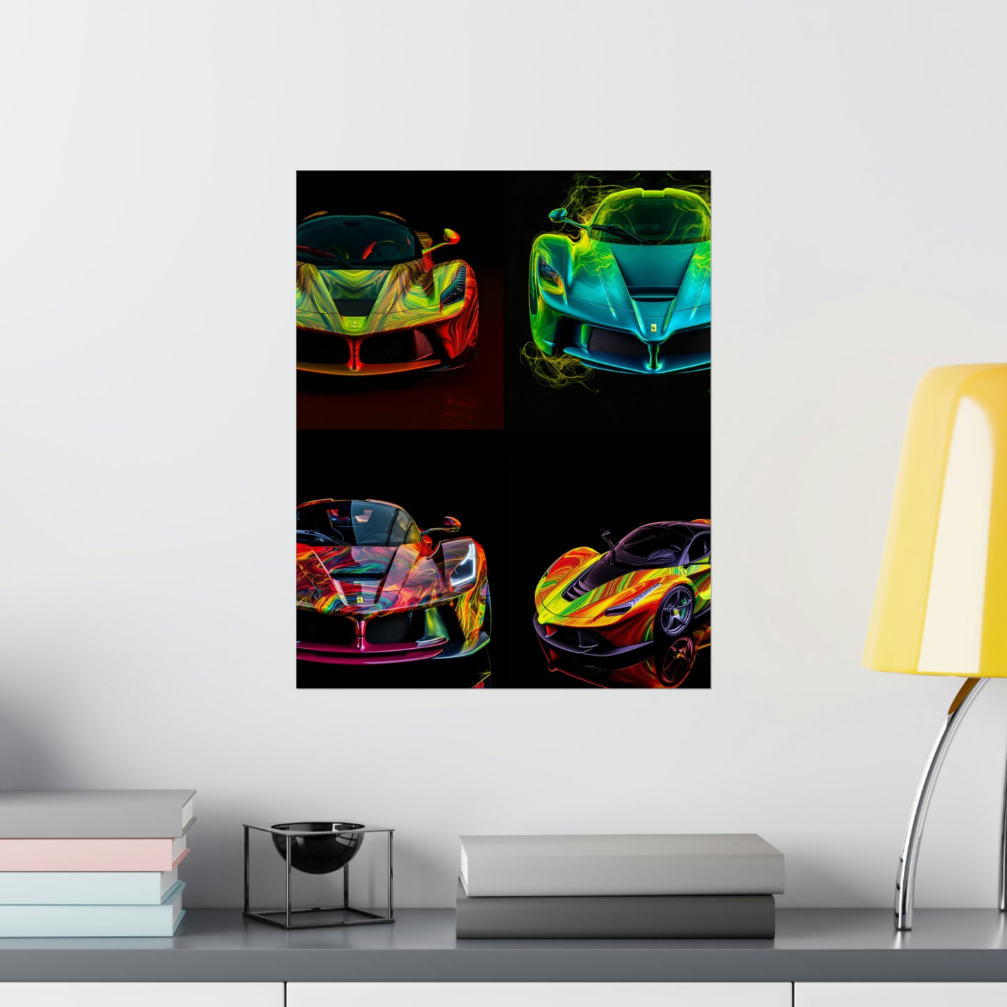 Premium Matte Vertical Posters Ferrari Neon 5