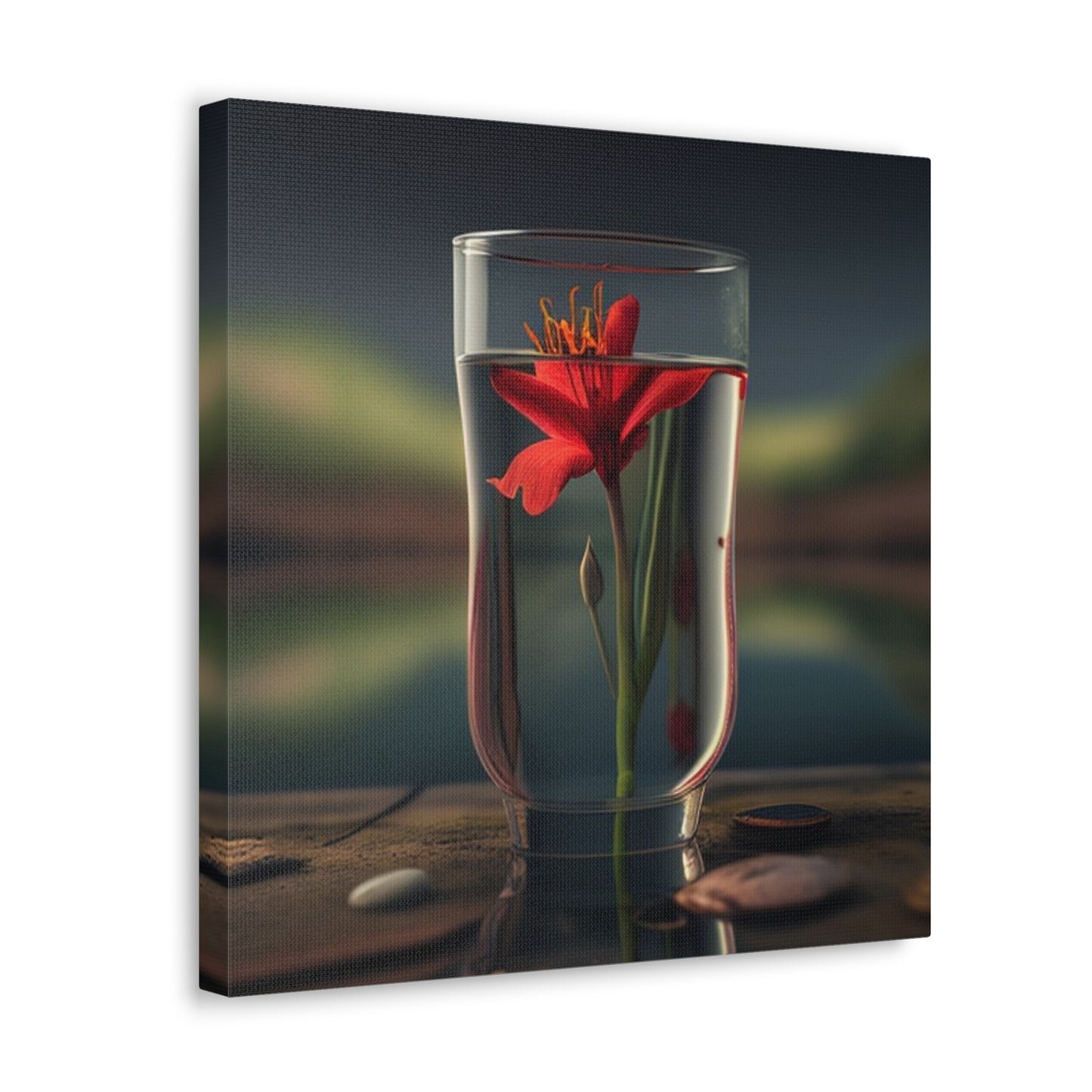 Canvas Gallery Wraps Red Lily in a Glass vase 1