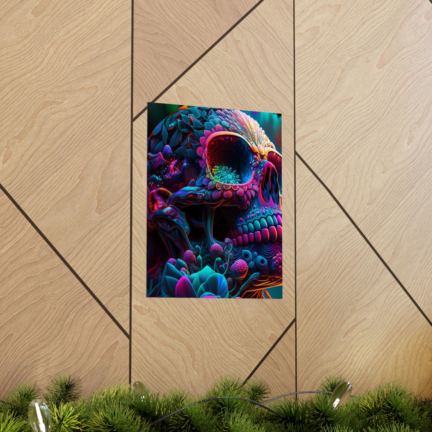 Premium Matte Vertical Posters Florescent Skull Death 3