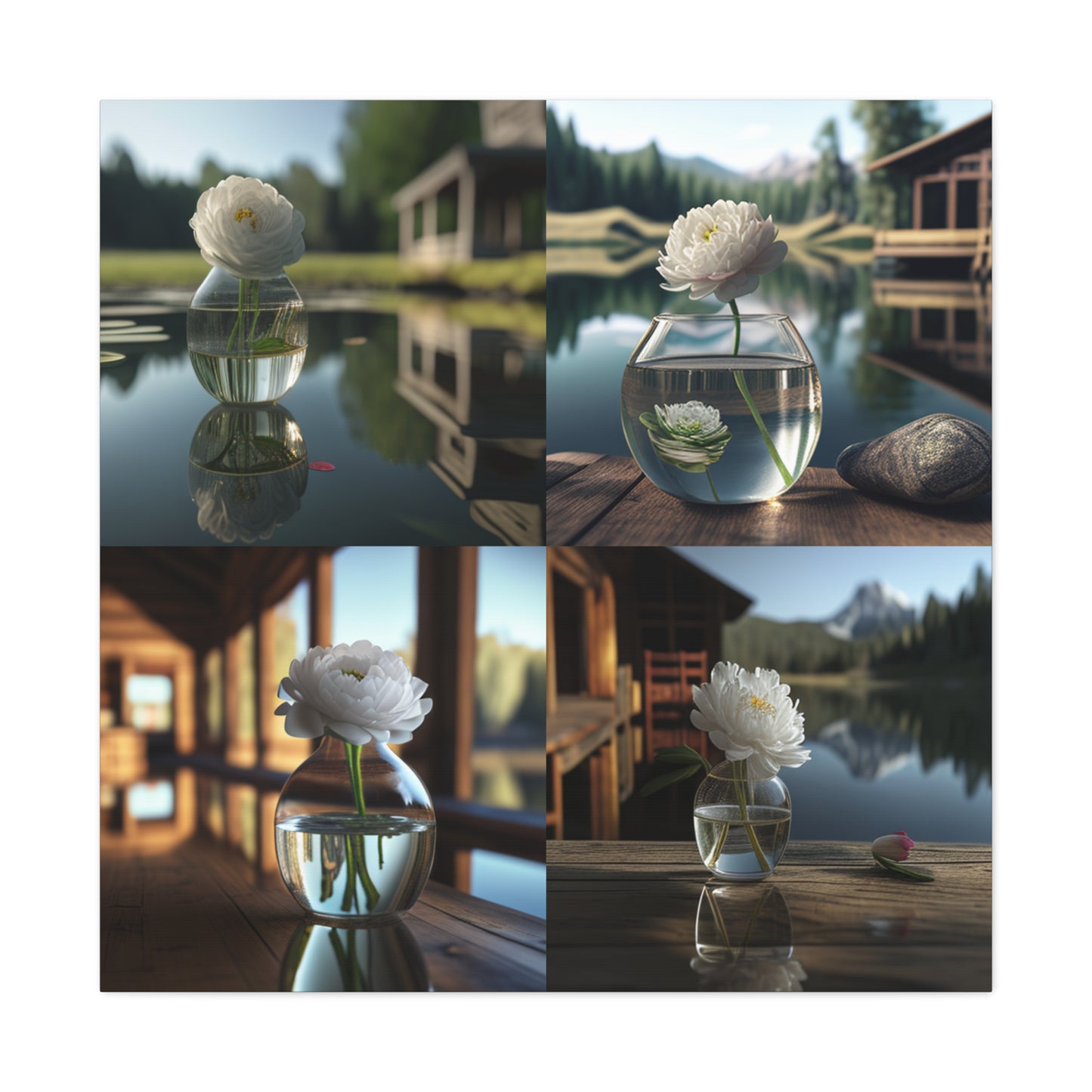 Canvas Gallery Wraps White Peony glass vase 5
