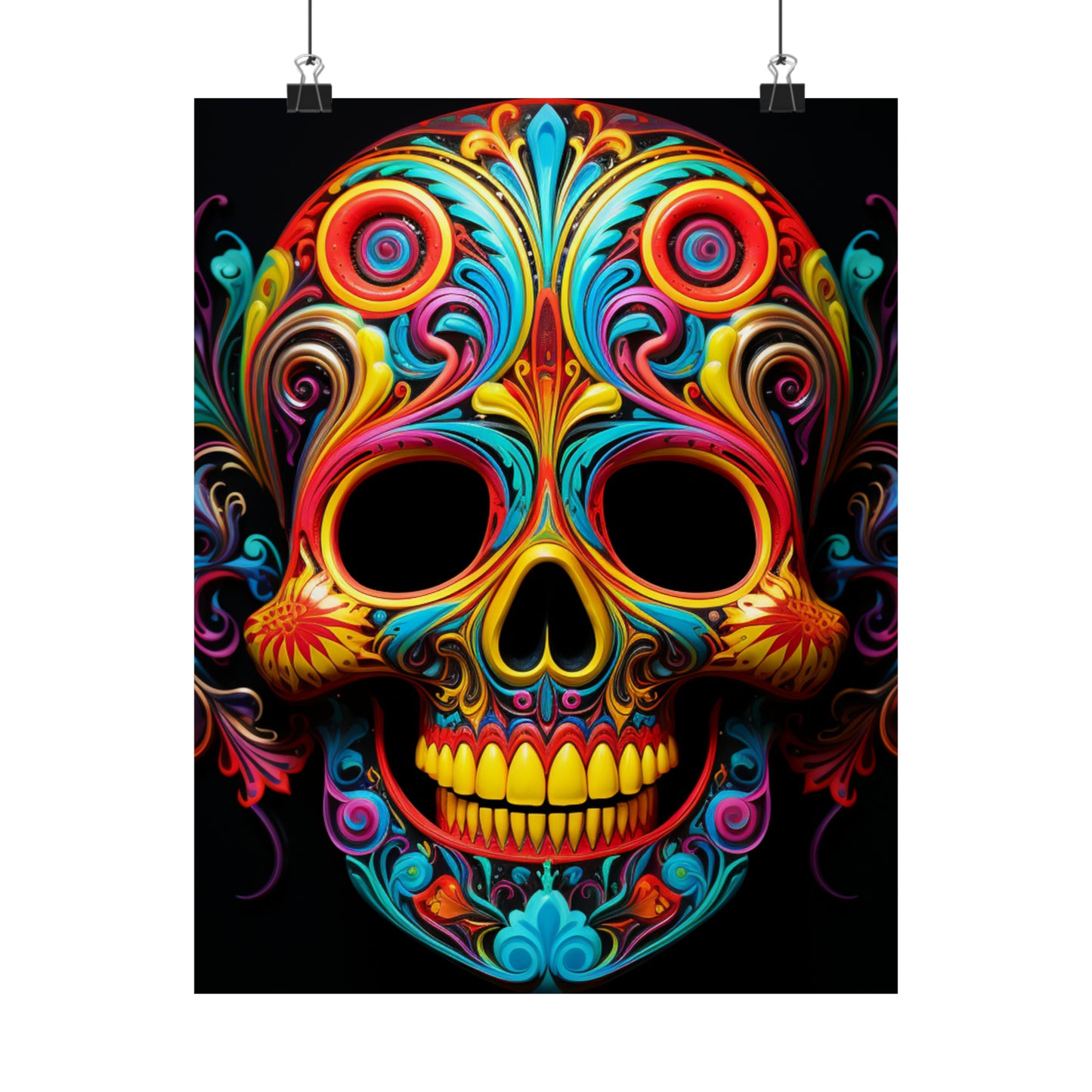 Premium Matte Vertical Posters Macro Skull Color 1