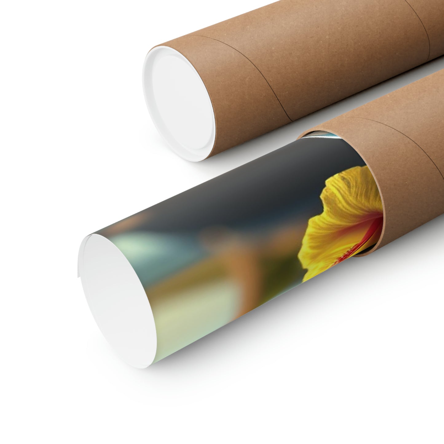 Premium Matte Vertical Posters Yellow Hibiscus Wood 2