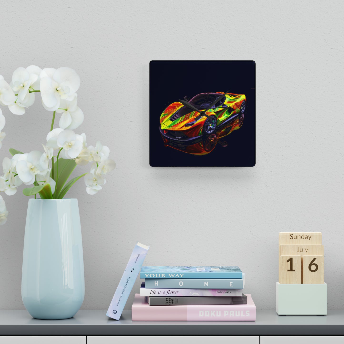 Acrylic Wall Clock Ferrari Neon 4