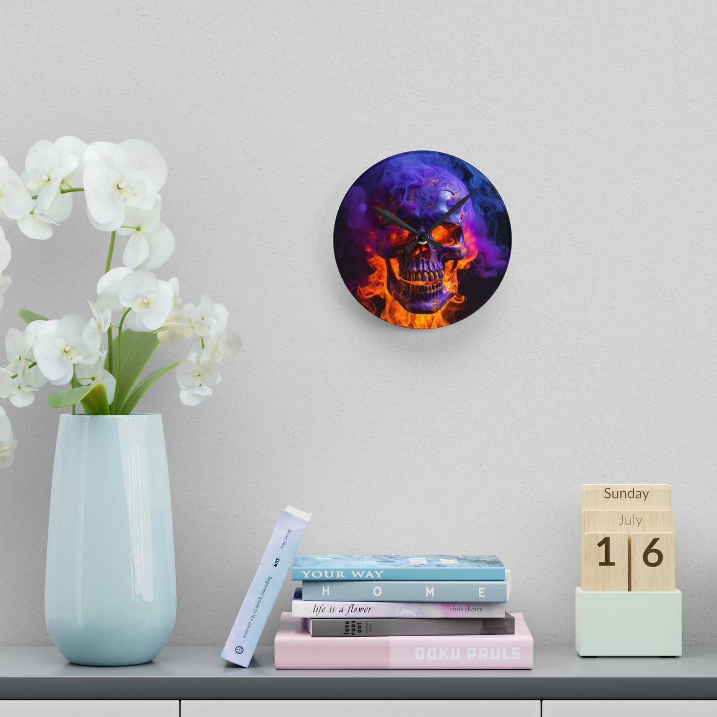 Acrylic Wall Clock Macro Skull 1