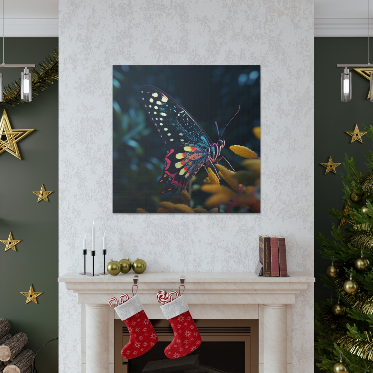 Canvas Gallery Wraps Hyper Colorful Butterfly Macro 2