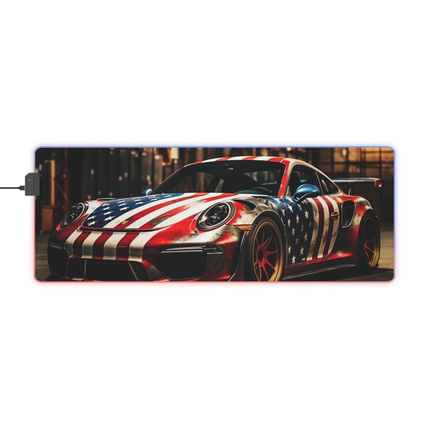 LED Gaming Mouse Pad American Flag Porsche 4