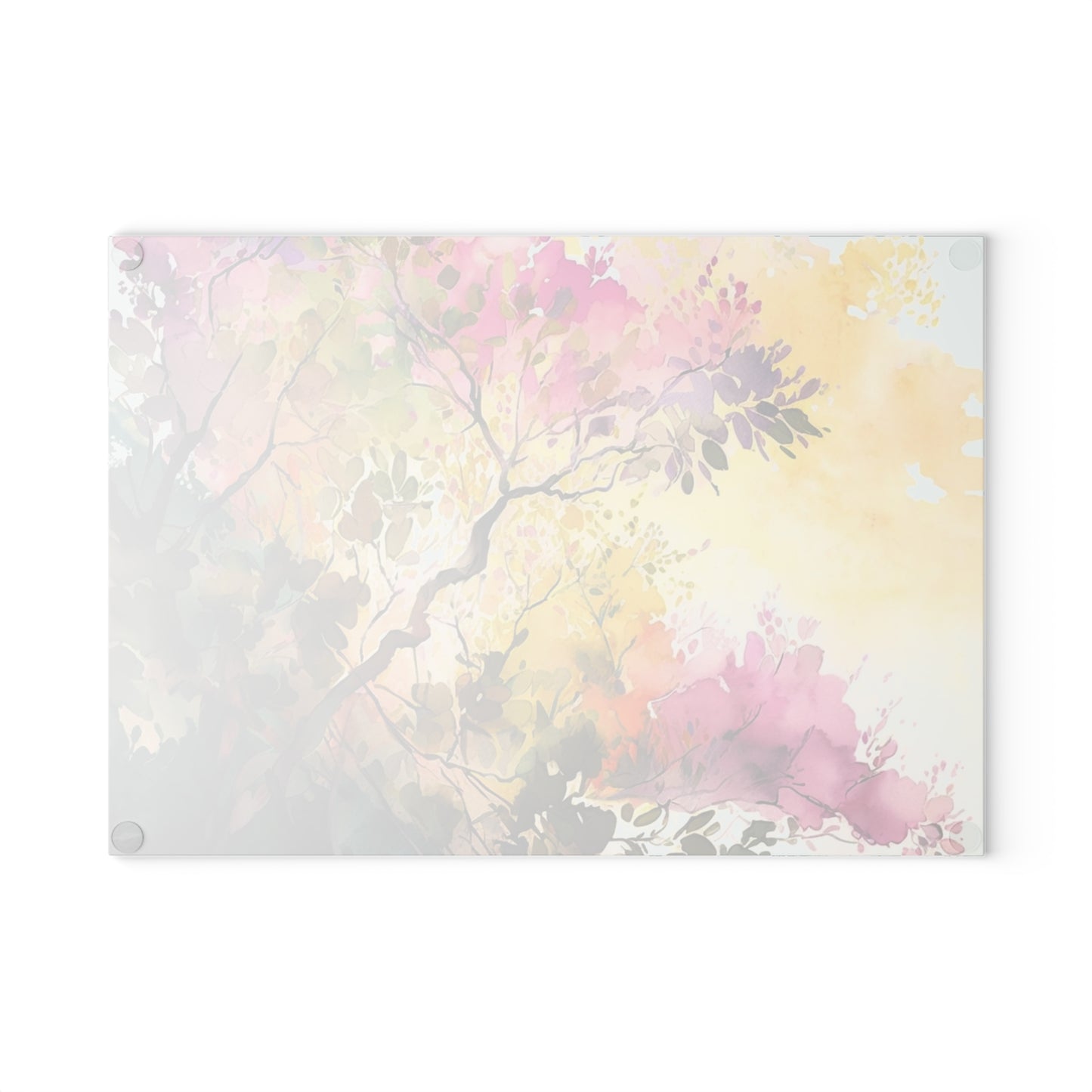 Glass Cutting Board Mother Nature Bright Spring Colors Realistic Watercolor 2