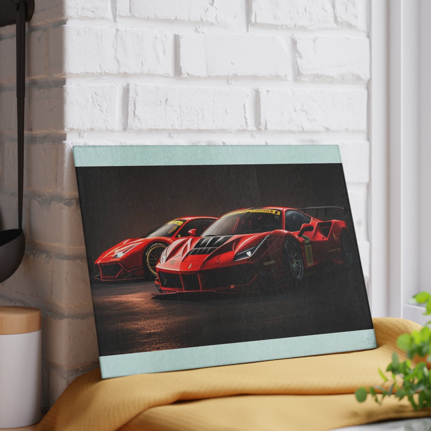 Glass Cutting Board Ferrari Red 4