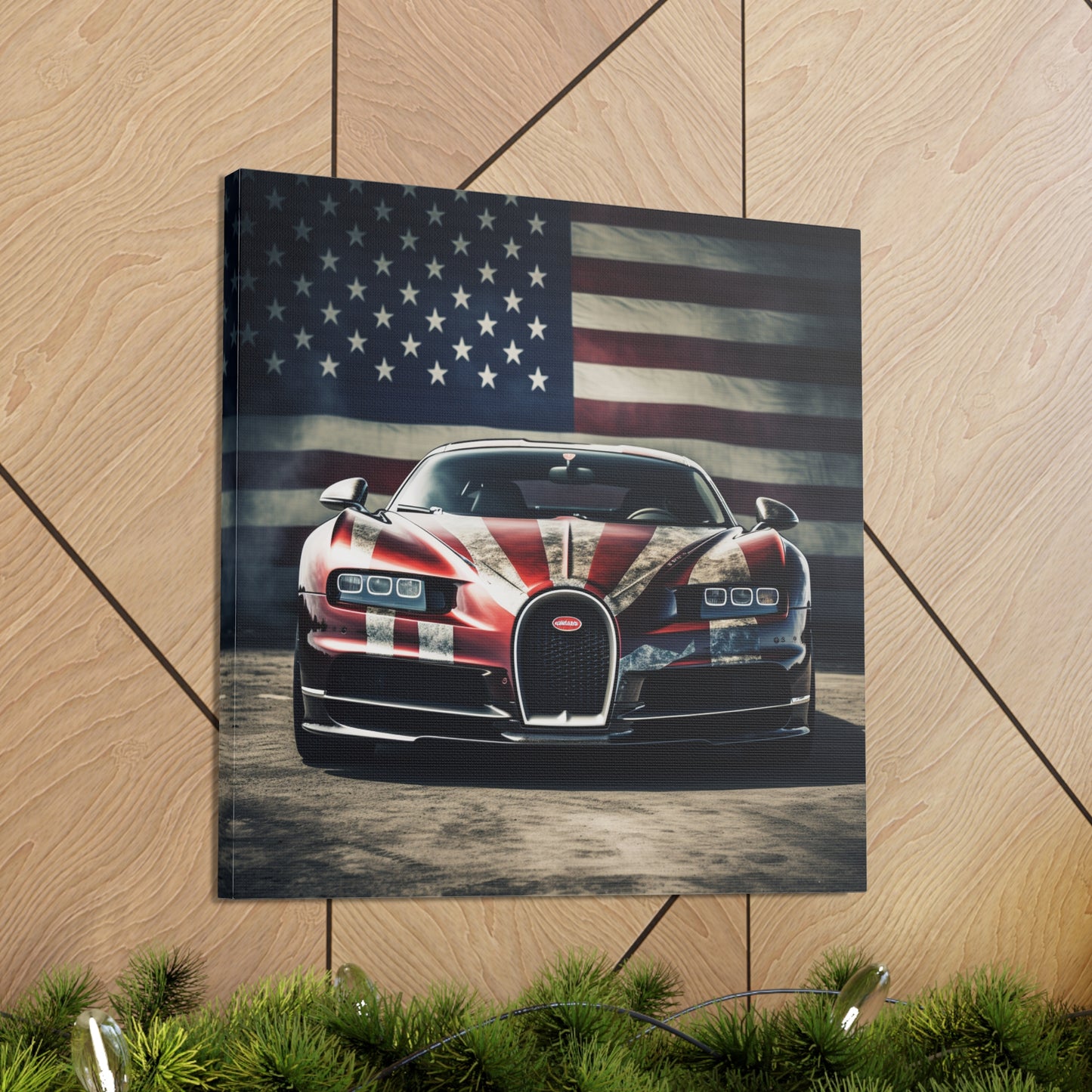 Canvas Gallery Wraps American Flag Background Bugatti 3