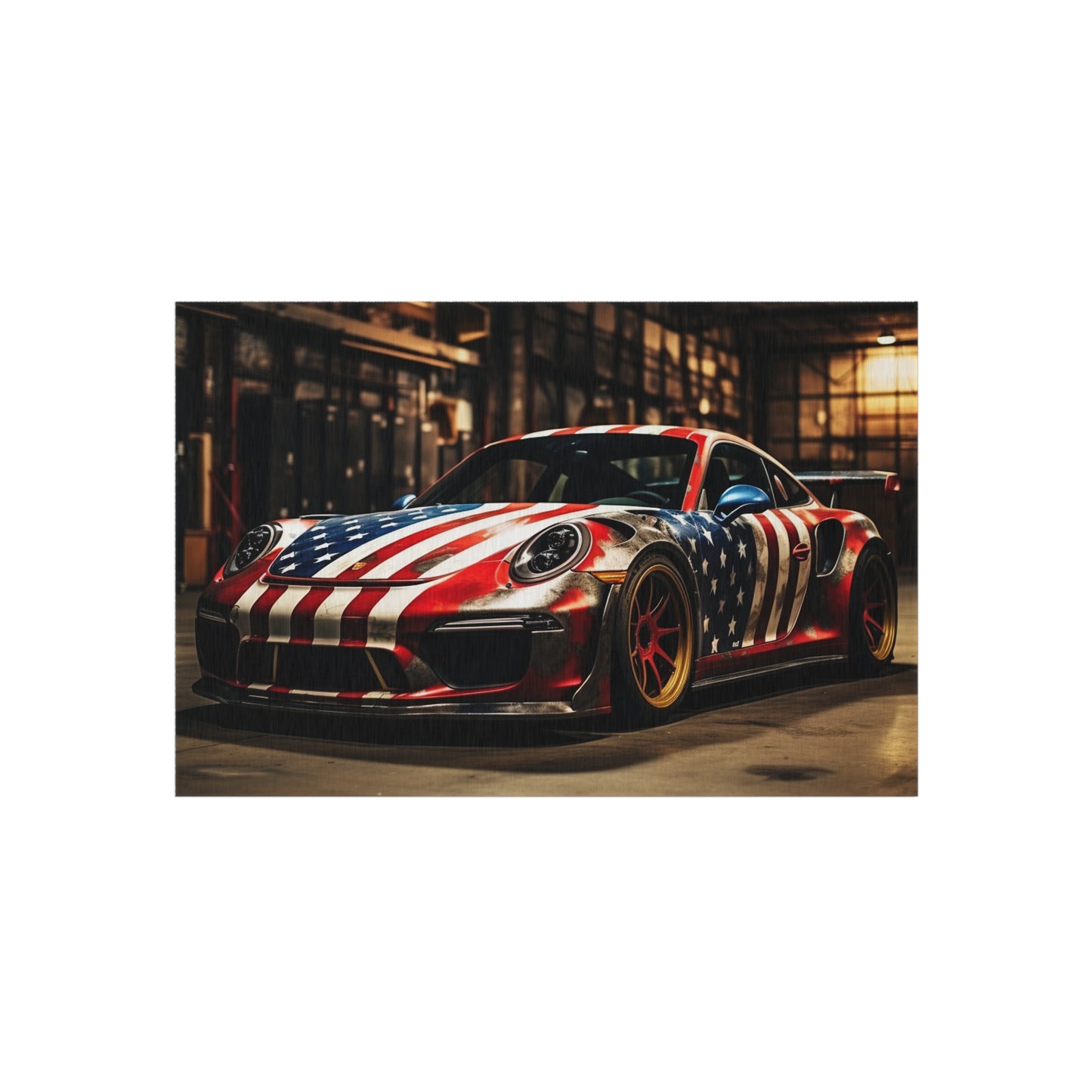 Outdoor Rug  American Flag Porsche 4